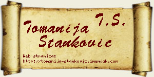 Tomanija Stanković vizit kartica
